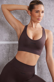 In Check - Plunge Neck Sports Bra in Brown