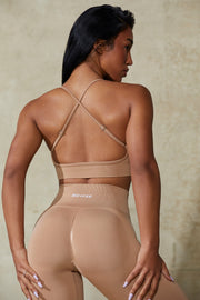 Definition - Low Back Define Luxe Sports Bra in Warm Taupe