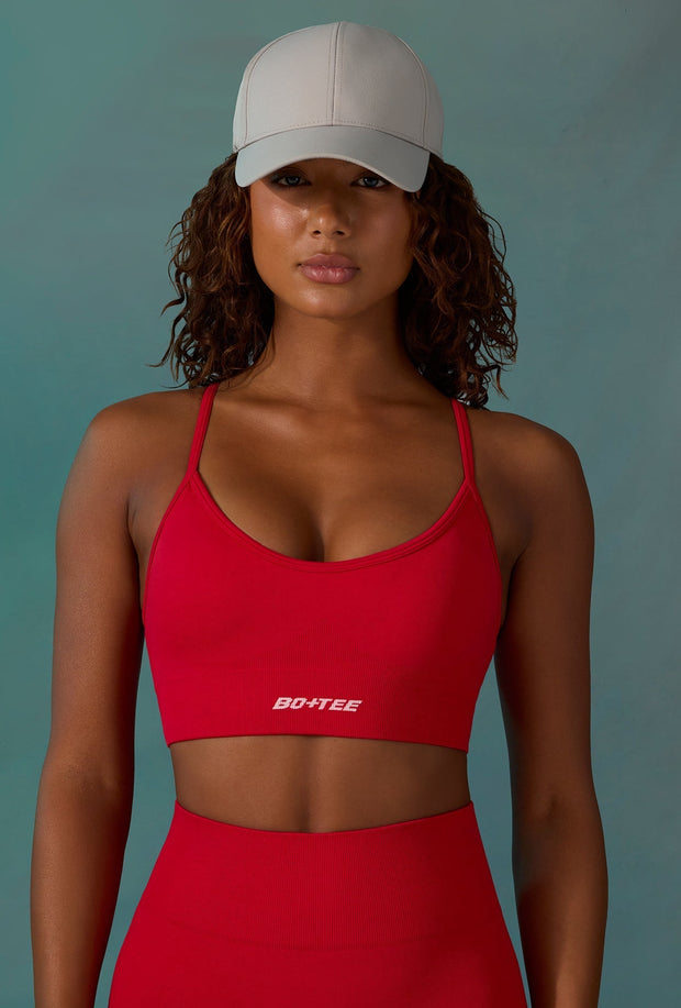 Determination - Super Sculpt Scoop Neck Sports Bra in Tango Red