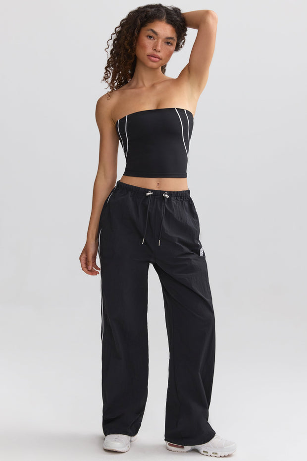 Wide-Leg Track Pants in Black